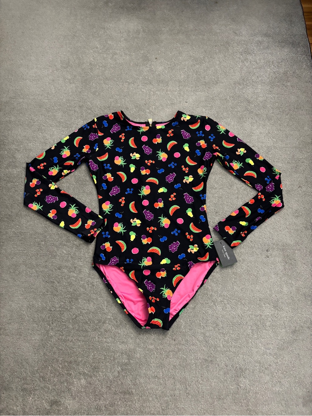 Kate Spade Fruit Long Sleeve One Piece Rash Guard Swimsuit NEW - Picture 2 of 8